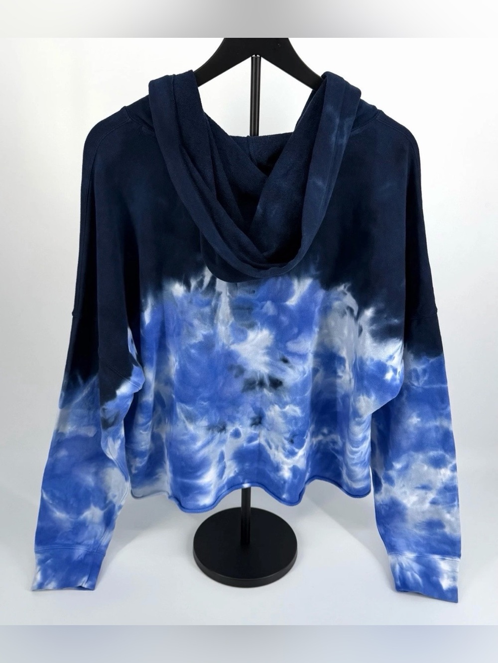 Calvin Klein Jeans Hoodie Women XL Blue Tie Dye Cropped Pullover Zip Neck NWT - Picture 4 of 13
